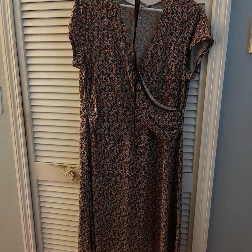 Merona Brown and pink Floral Maxi Dress